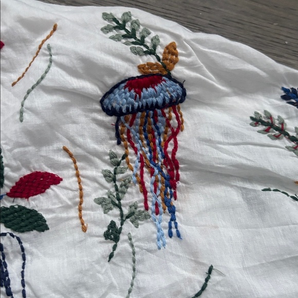 Zara | Multicolour Down by the Sea 100% Cotton Embroidered Kimono Sz Small - Picture 10 of 16